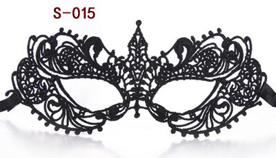 LE3327-1 Halloween Masquerade Party Black Lace Mask