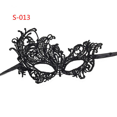 LE3327-1 Halloween Masquerade Party Black Lace Mask