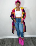 Casual Plaid Turndown Collar Long Sleeve Long Coat