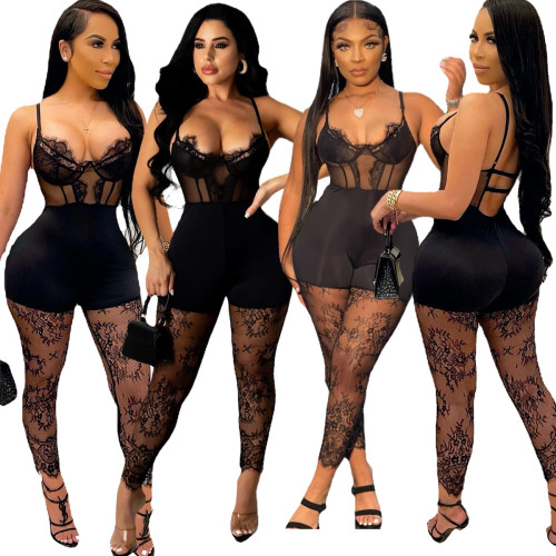 Lace See Thorugh Black Sexy Romper Jumpsuit