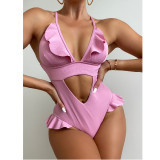 Cute Pink One Piece Ruffle Bathing Suit