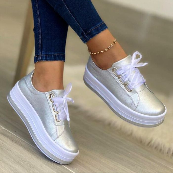 Rose Gold Thick Bottomed Flat Bottomed Women's Casual Shoes