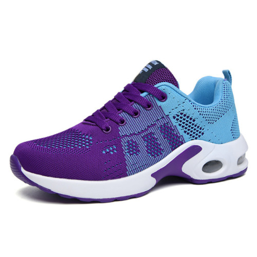 Purple and Blue Lace-up Front Knit Running Shoes
