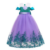 Embrodier Mesh Girl's Party Evening Dress