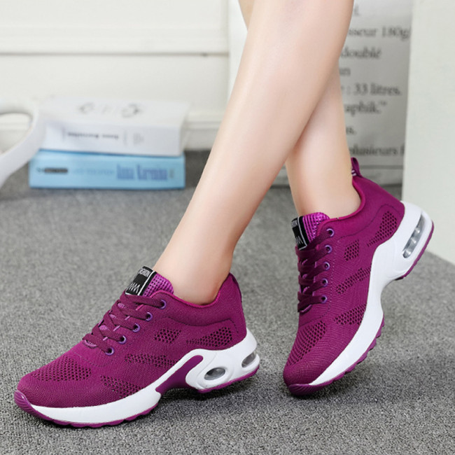 Purple Lace-up Front Knit Running Shoes