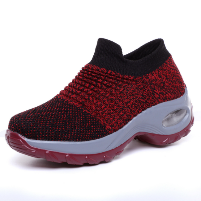 Red Breathable Slip On Sneakers