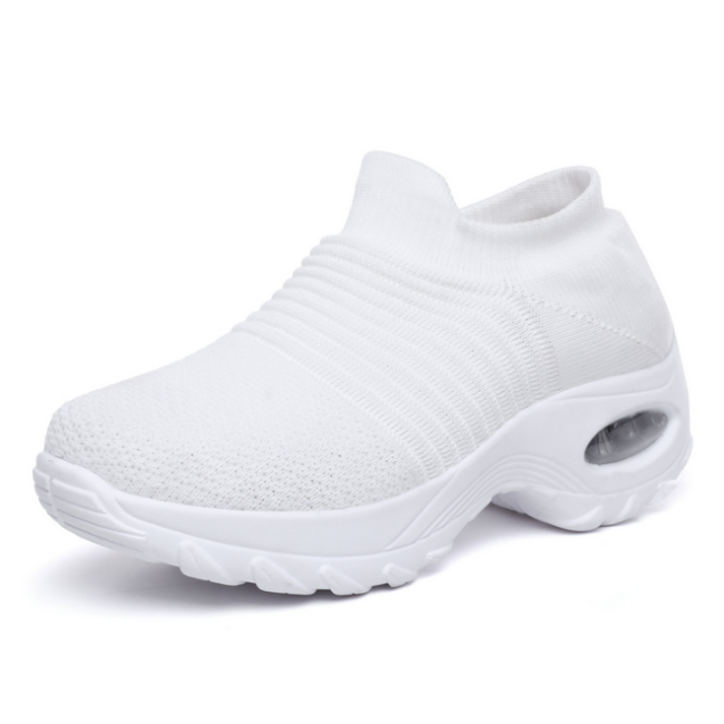White Breathable Slip On Sneakers