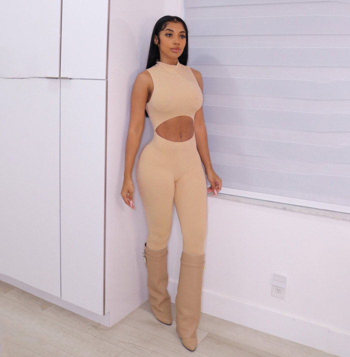 Casual Tight Cut Out Middle Waist Jumpsuit