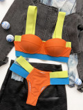 Sexy Two Piece Push Up Contrast Swimwear