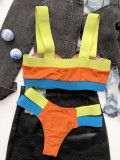 Sexy Two Piece Push Up Contrast Swimwear