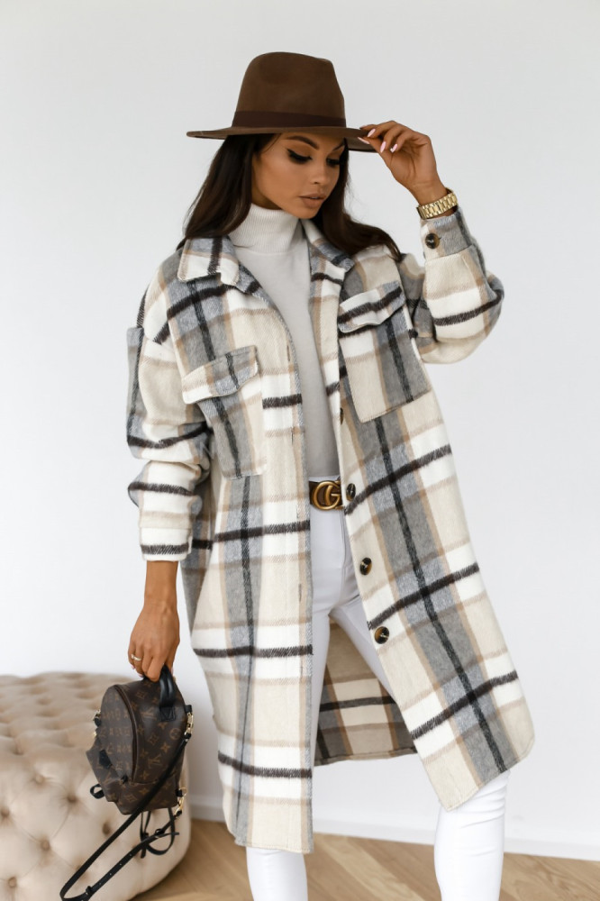 Winter Long Sleeve Button Lapel Casual Warm Plaid Long Coat