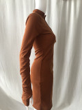 S-5XL Zipper V Neck Ribbed  Short Dress