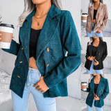 Autumn Corduroy Double Breasted Blazer Jacket