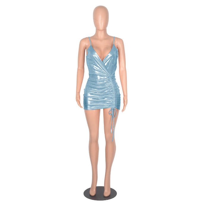 Drawstring Mini Dress Sexy Clubwear