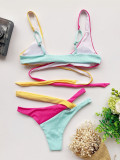 Summer Color Block Cross Beachwear