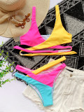 Summer Color Block Cross Beachwear