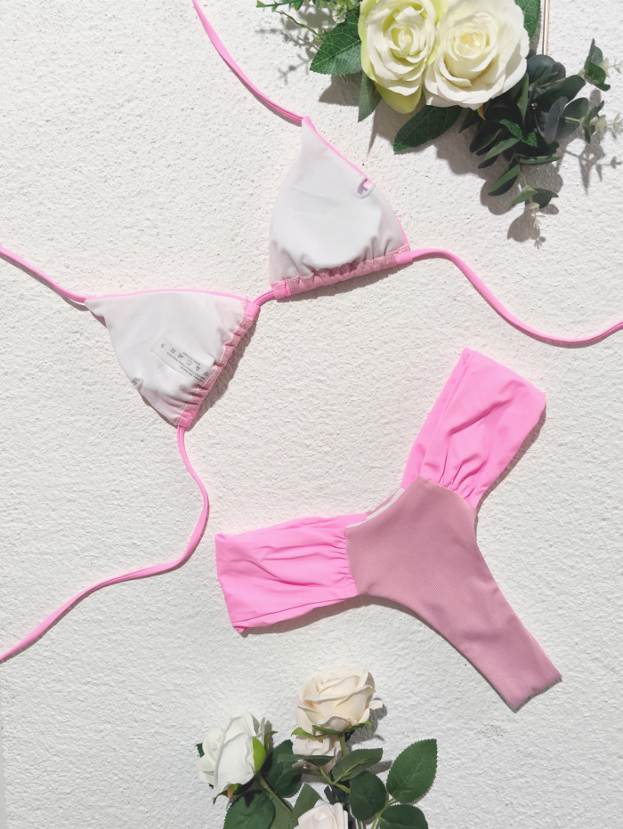 Wholesale lover me Girls Pink Halter Sexy Bikini Set
