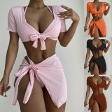 Chic Bikini Cover Up Ribbed lovely 3 Piece Swimsuit