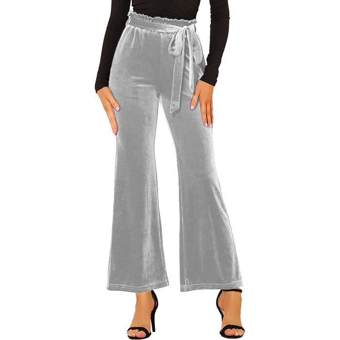 Solid Color Belt Pocket High Waist Elastic yoga Pants
