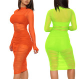 See Through Ruched Party Dress