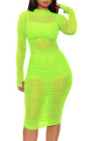 See Through Ruched Party Dress