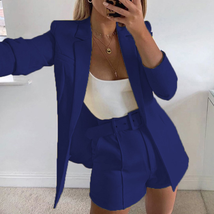 Candy Color Blazer And Shorts Women Suit