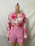 Floral Print Blouse And Shorts Suit