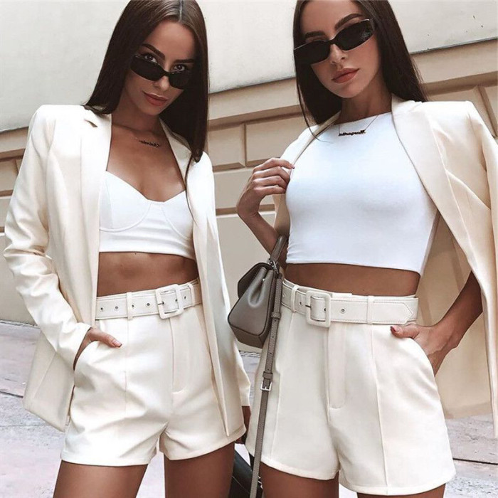 Candy Color Blazer And Shorts Women Suit
