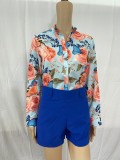 Floral Print Blouse And Shorts Suit