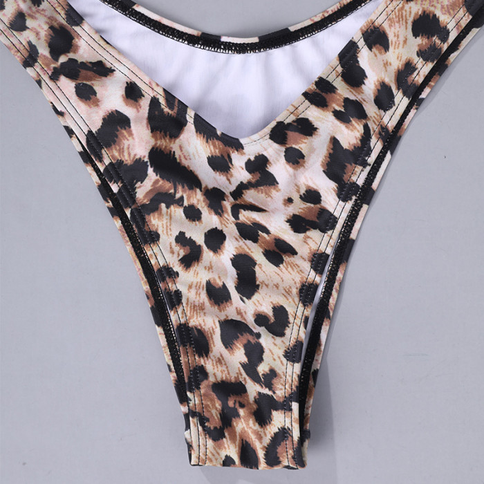 Leopard Print Halter 2 Piece Swimwear
