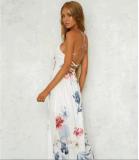 Bohemian Chiffon Print Sling Backless Dress