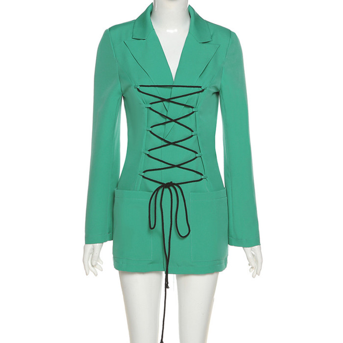 Long Sleeved Lace Up Casual Fashion temperament Suit