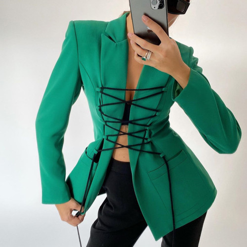 Long Sleeved Lace Up Casual Fashion temperament Suit