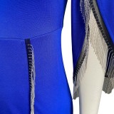 Sexy Party Split Gown Robe Tassel Bodycon Dress