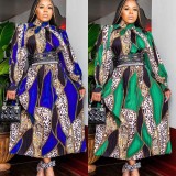 Women Printed Pleated Maxi Dresses