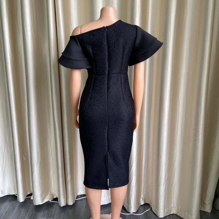 High Waist Shoulder Less Sewing Lace Evening Dress