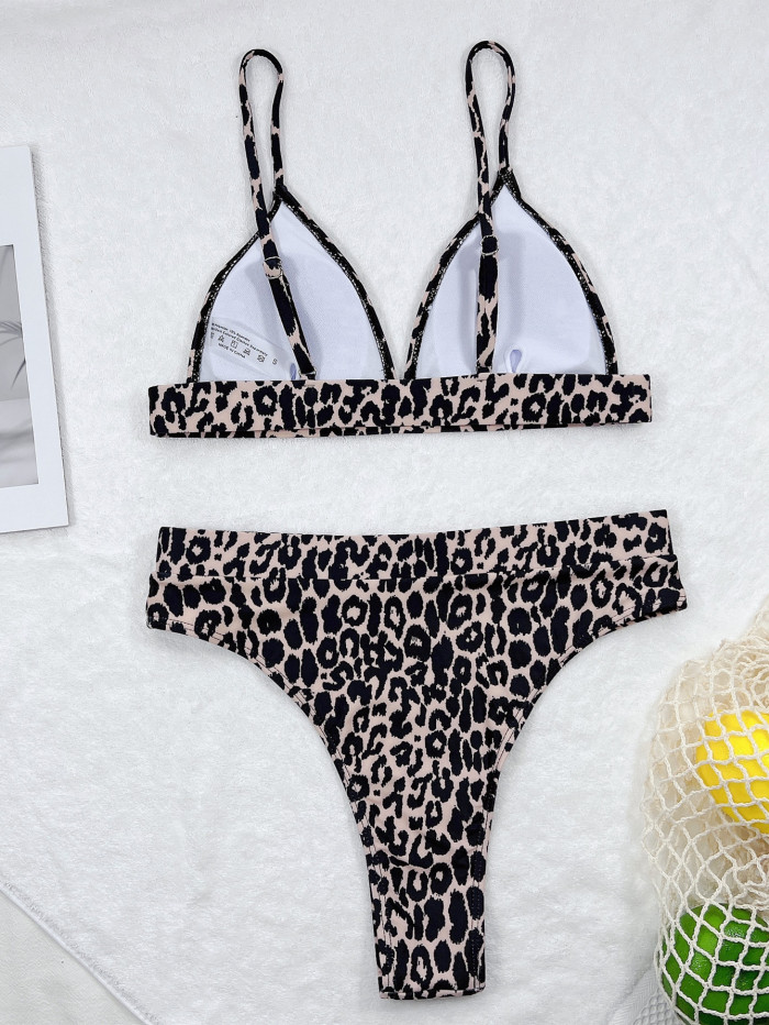 Sexy Leopard Print Two Piece Swimwear 