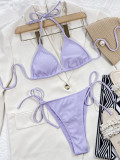 Sexy Strap Rib Two Piece Swimwear 