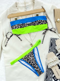 Sexy Leopard Print With Candy Color Two Piece Swimwear 