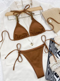 Sexy Strap Rib Two Piece Swimwear 