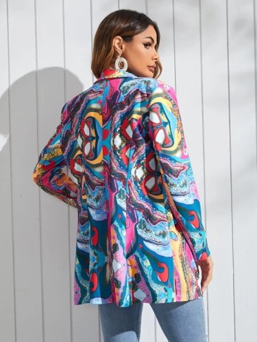 Graffiti Print Long Sleeve Jacket