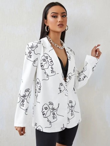 Graffiti Print Blazer Jacket