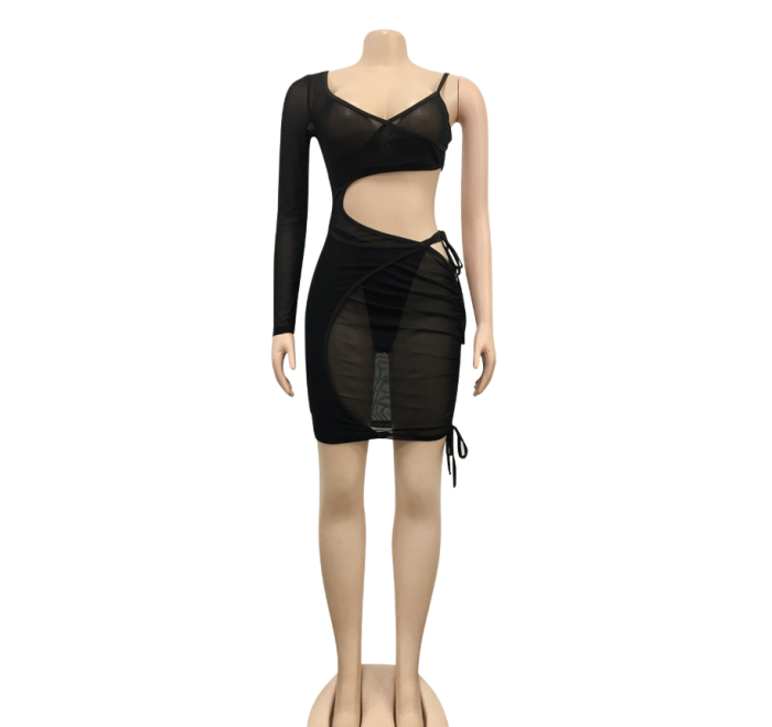 Mesh See Through Sexy 2 Piece Dress Outfit