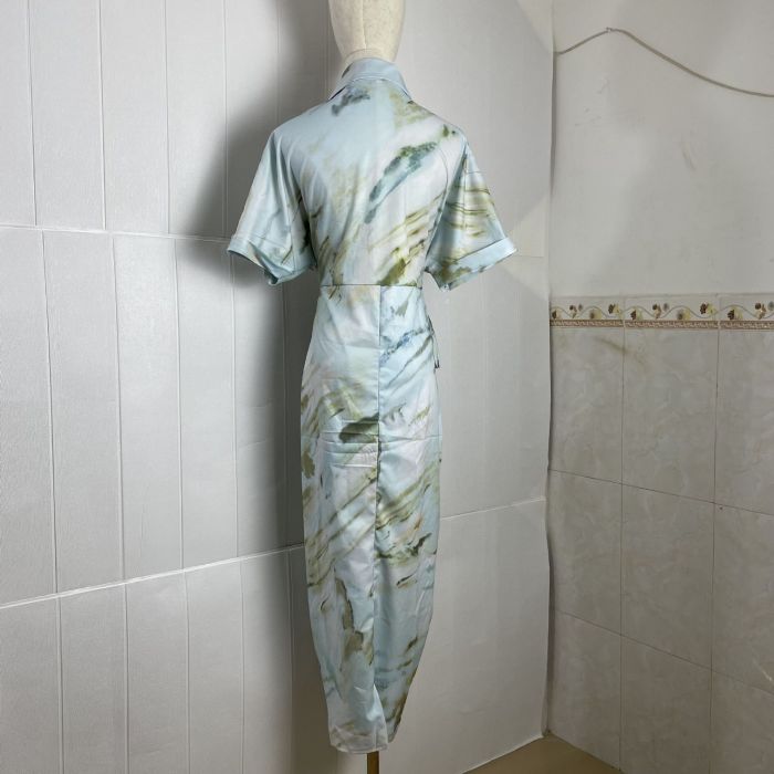 Elegant Casual Short Sleeve Twist Midi Dress