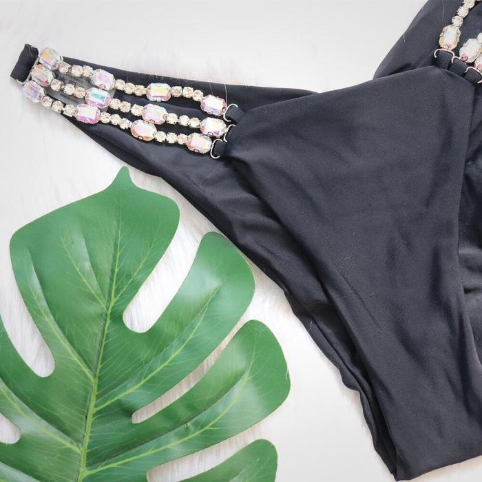 Women's Sexy Metal Accessories Rhinestone Swimsuit
