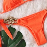 Solid Color Sexy Hand Woven Decorative Swimsuit Bikini