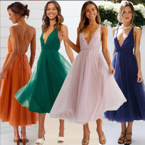 Mesh Backless Sexy Bridesmaid Dresses Party Dress