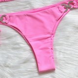 IHOOV Sexy Crystal Diamond Solid Lace Up Bikini