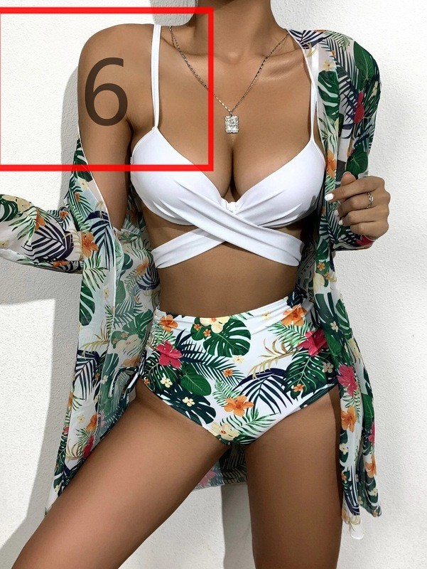 Floral Print Bikini Cover Ups 3 Pieces Swimwear