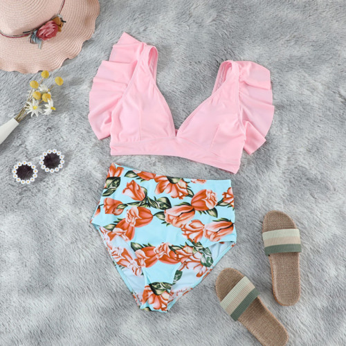 Floral Print High Waist Bikini Bathing Suit